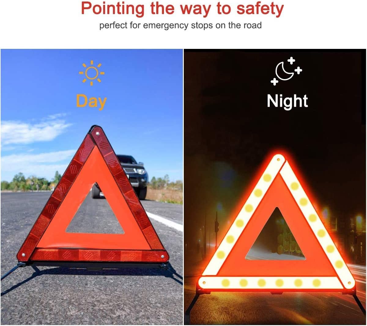 Warning Triangle Reflective Safety Emergency Triangle Foldable Road Warning Triangle EU Roadside Hazard Alert Signs with Storage Box for Car Emergencies Accessories