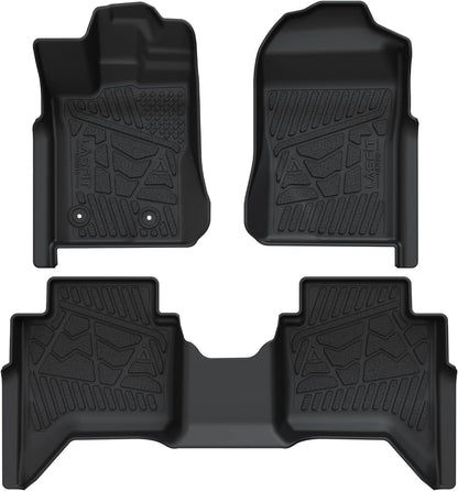 LASFIT Floor Mats for Ford F-150 2021-2026 | F150 Lightning 2022-2025 SuperCrew (Rear w/Fold Flat Storage) Carpet Floor All Weather Car Liners TPE Truck Mats - 1st and 2nd Row, 3pcs Black