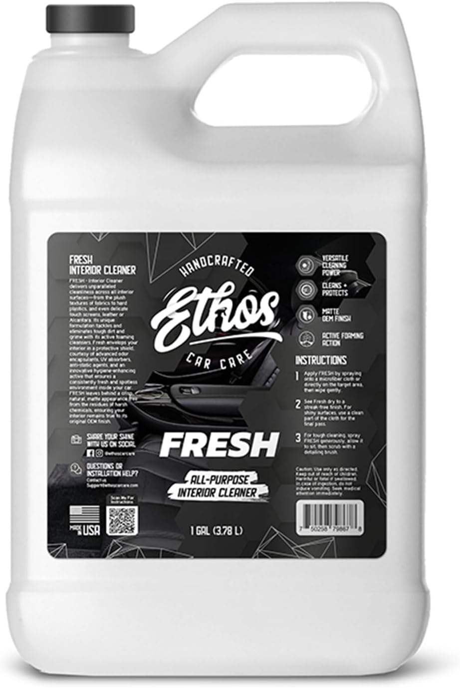 Ethos FRESH - All Purpose Interior Cleaner Car Detailing Kit, Detailing Spray - Car Interior Detailing - Interior Cleaner for Cars, Trucks, SUVs, Jeeps, Motorcycles, RVs & More