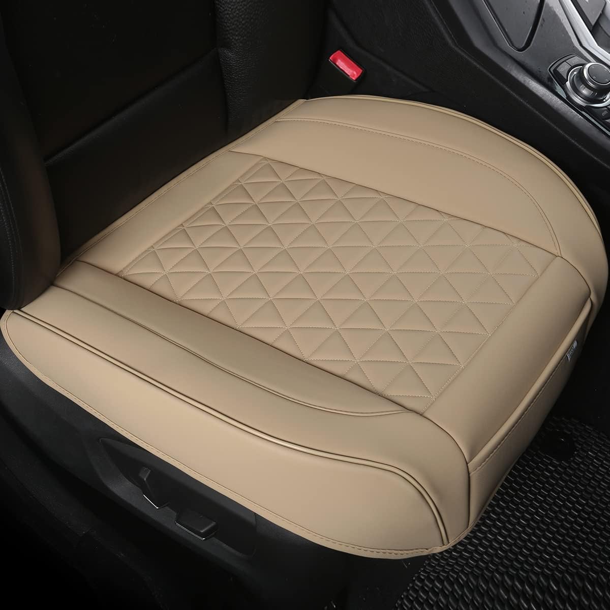 Black Panther Luxury Faux Leather Car Seat Cover Front Bottom Seat Cushion Cover, Anti-Slip and Wrap Around The Bottom, Fits 95% of Vehicles - 1 Piece,Black