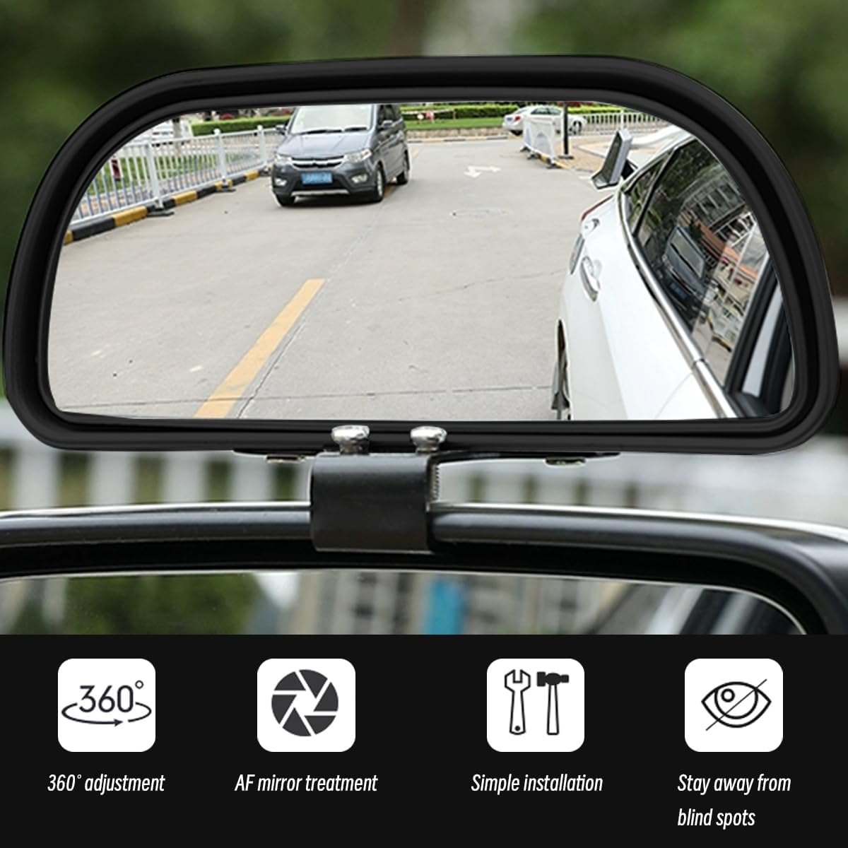 Mandark 2PCS Car Blind Spot Mirror, Rectangle HD Glass Convex Vehicle Rearview Mirror, Wide Angle Adjustible Auto Exterior Blindspot Side View Mirror, Universal for SUV, Sedan, Truck (Black)