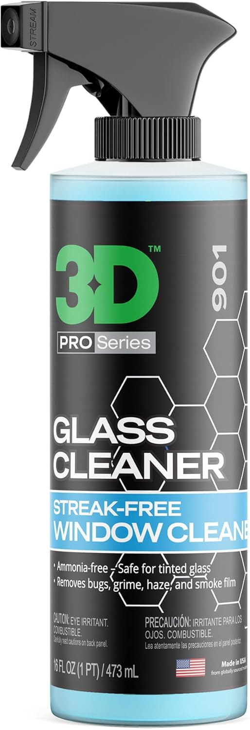 3D Glass Cleaner - Ready to Use, Tint Safe, Streak Free Glass Cleaner - Gallon