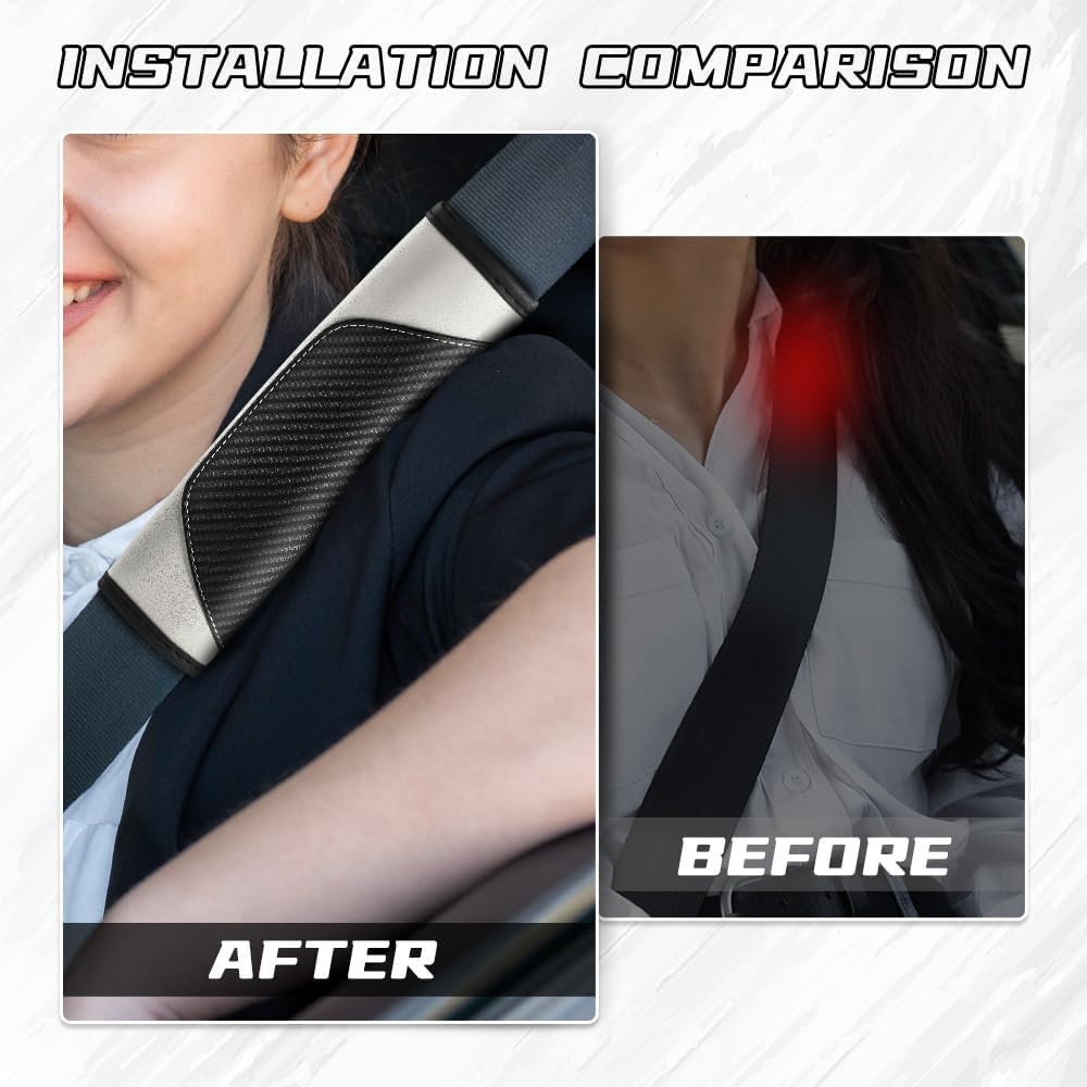 2PCS Car Seat Belt Cover Pad, Soft Carbon Fiber Leather Seatbelt Shoulder Protector for a More Comfortable Driving, Universal Safety Belt Strap Cover to Protect Your Neck (Blue)