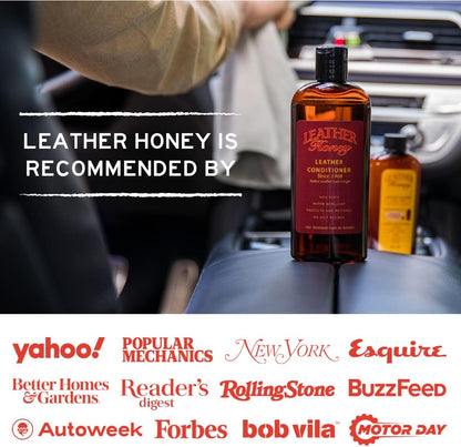 Leather Honey Complete Leather Care Kit: Cleaner, Conditioner, 2 Cloths. Non-Toxic Leather Care Made in the USA Since 1968. Restore Couches, Car Seats & Interior, Jackets, Shoes & Bags. for Any Color