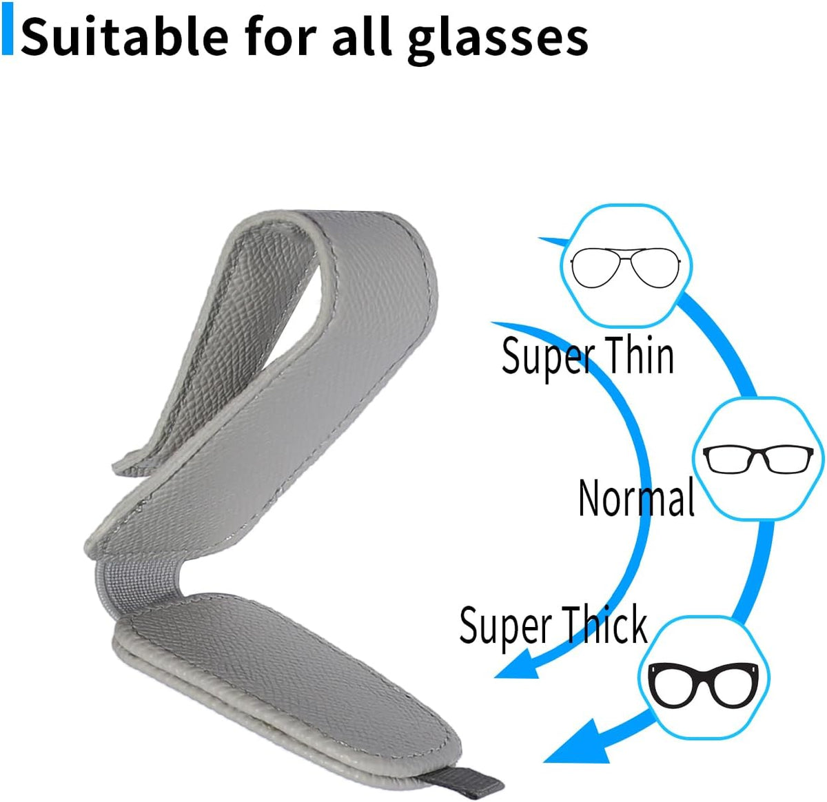 Yuoyar 2 Packs Magnetic Sunglass Holder for Car Visor (Grey) | Magnetic Interior Car Accessories
