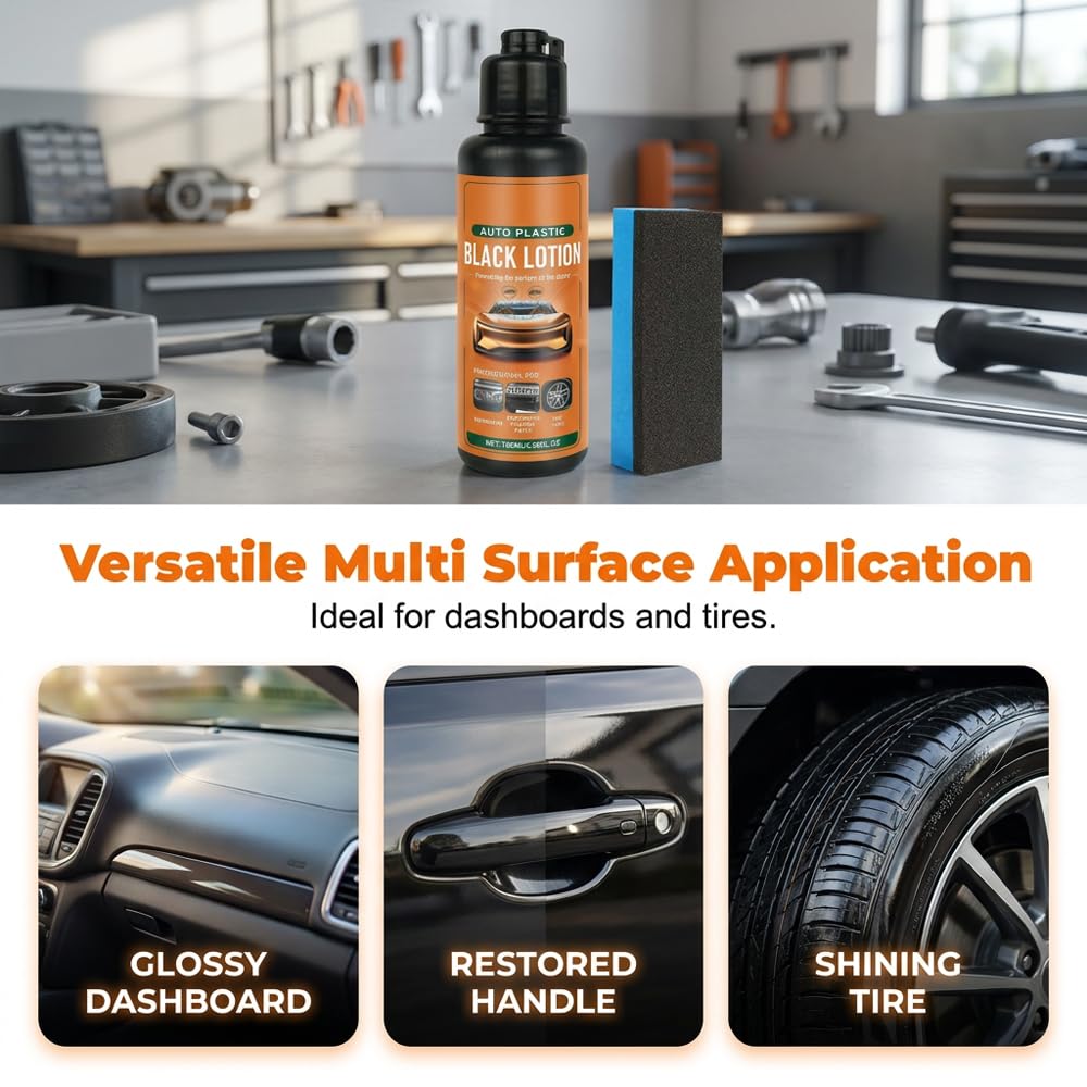 Car Plastic Restorer Ceramic Coating, Highly Concentrated Back to Black Trim Restorer, UV Protection Faded Plastic Vinyl Rubber Restorer Agent for Automotive Exterior Interior Restoration (1set)