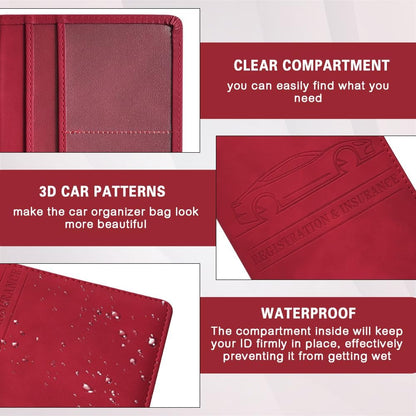 Car Registration and Insurance Holder, Registration and Insurance Card Holder, Auto Glove Box Organizer with Magnetic Shut, PU Leather Automobile Documents Wallet for Cards (Dark Green)