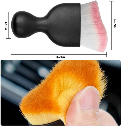 Blilo Car Interior Detailing Brush, Auto Soft Hair Cleaning Brushes, Curved Dirt Dust Collectors, Removal Tool for Dashboard Air Conditioner Vents Leather, Scratch Free (Black/1PCS)