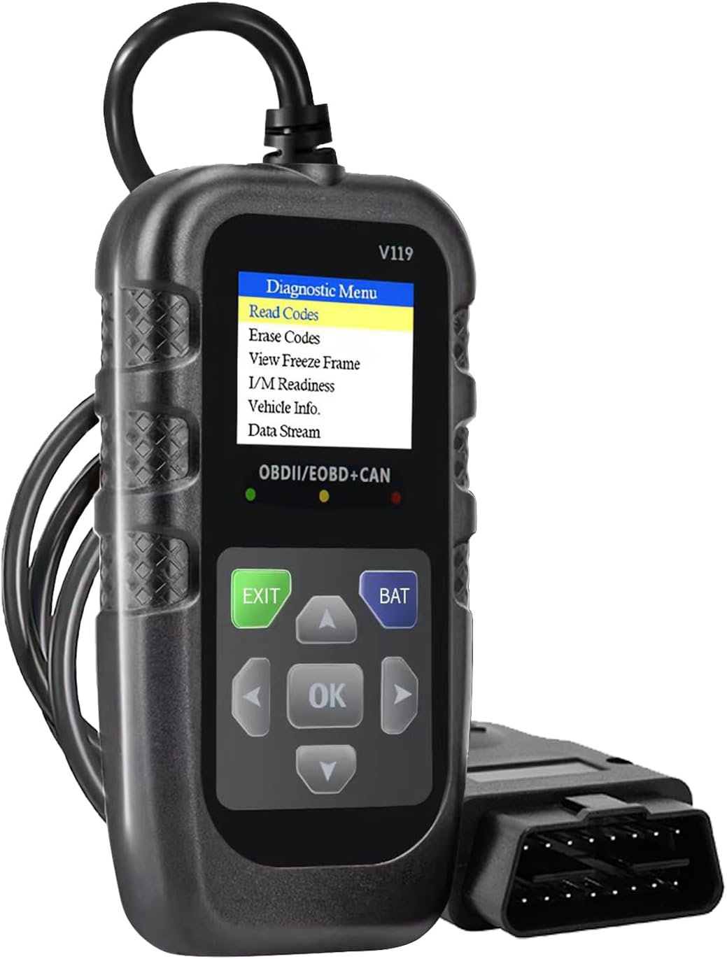 Car OBD2 Scanner Diagnostic Tool, Code Reader, Voltage Tester, Check Engine Light Fault Code, OBD2/EOBD for OBDII Protocol Car & Truck Since 1996+