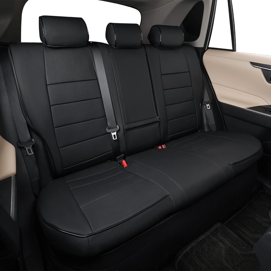 EKR Tacoma Car Seat Covers Custom Fit for Toyota Tacoma (Petrol) 2024 2025 2026 DoubleCab/CrewCab SR/SR5/TRD Sport/TRD Off-Road/Limited -Truck Seat Covers Full Set,Faux Leather(Black)