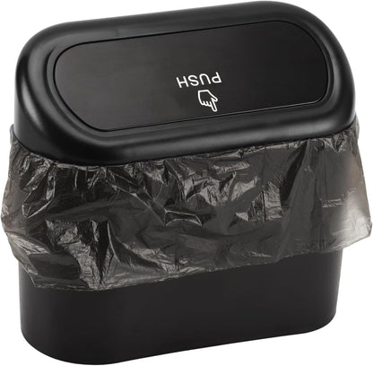 Accmor Car Trash Can with Lid, Mini Auto Dustbin Garbage Organizer Holder 2 Packs, Automotive Storage Container Bin with 60 Pcs Bags for Vehicle, Home, Office