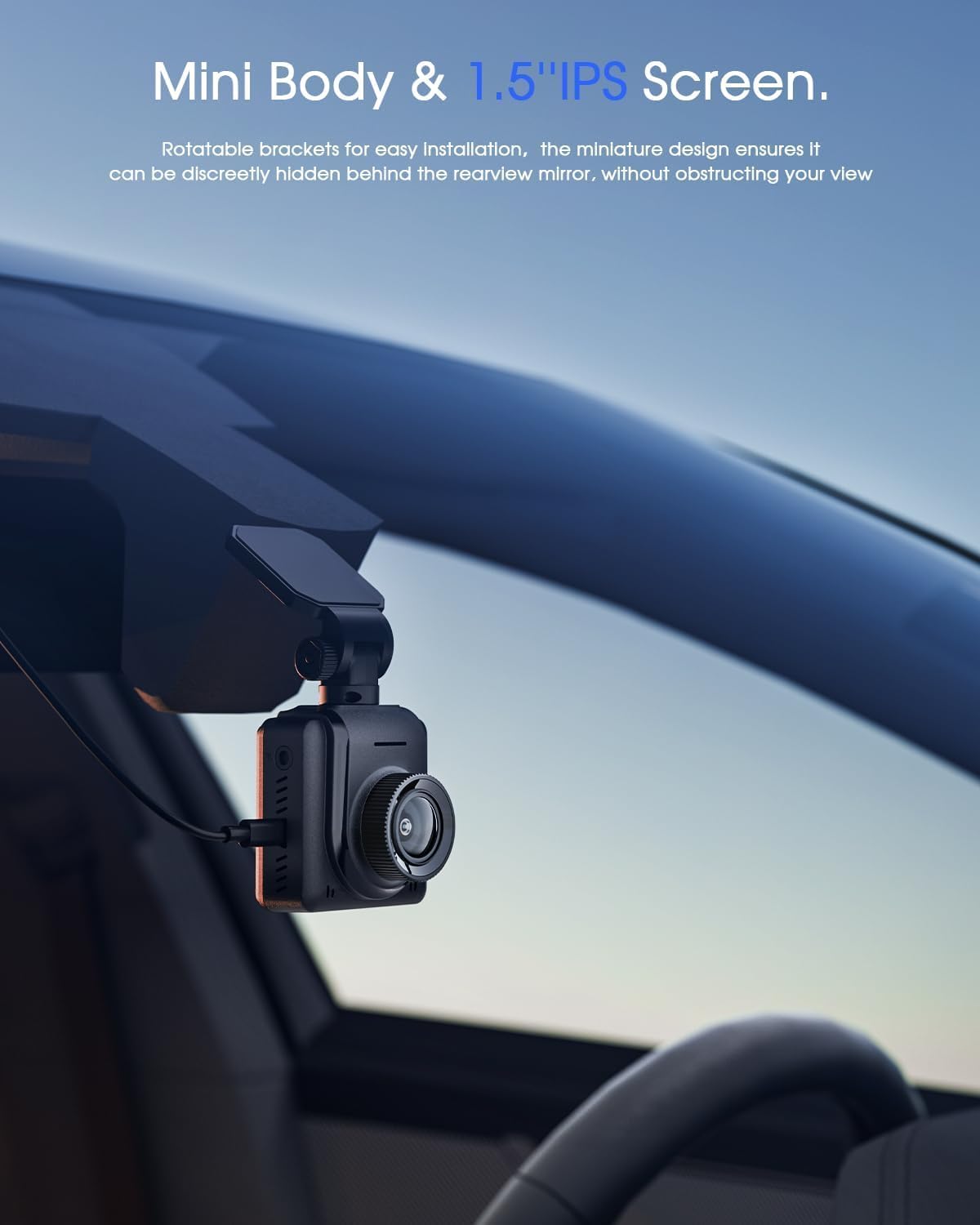 2K Dash Cam with 32 GB Card, 1.5'' IPS Screen, External GPS, WiFi Dash Camera for Cars, Front Dashcams for Cars with APP, WDR, Night Vision, 24 Hours Parking Monitor, G-Sensor, Loop Recording