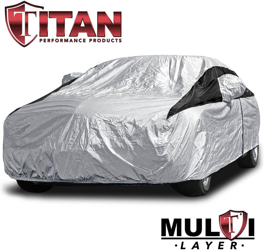 Titan Premium Multi-Layer PEVA Car Cover for Compact SUV 170-187". Waterproof, UV Protection, Anti-Scratch Protective Lining, Driver-Side Zippered Opening. Fits Rav4, Rogue, CR-V and More.