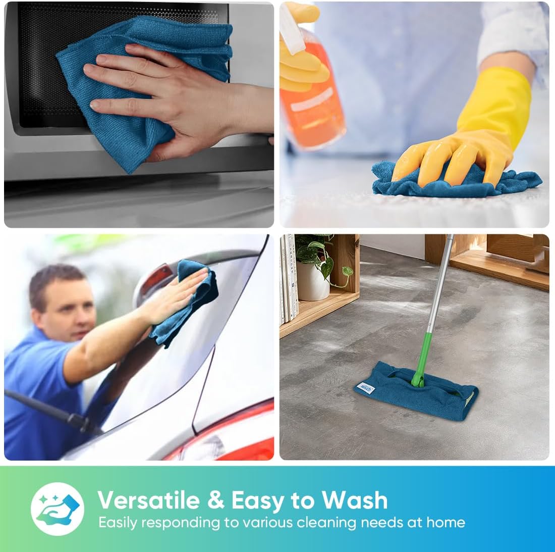 HOMEXCEL Grey Microfiber Cleaning Cloth, 12 Pack Premium Microfiber Towels for Cars, Lint Free, Scratch-Free, Highly Absorbent, Reusable Cleaning Rags for Car, Household, Kitchen, Window, 11.5"X11.5"