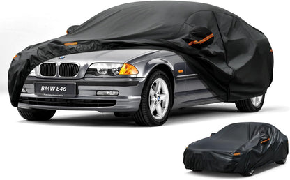 Kayme Sedan Car Cover Waterproof All Weather for Automobiles - See Vehicle Size Chart for Accurate Fit - Outdoor Full Exterior Cover Sun Rain Snow UV Protection with Zipper. Size A4 (See Size Chart)
