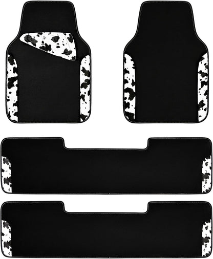 CAR PASS Waterproof Universal Car Floor Mats, Leopard Print Car Mats Fit for SUV,Vans,sedans, Trucks,Set of 4pcs Car Carpet with Driver Heel Pad and Nibs Backing, Leopard Car Accessories Gray Leopard