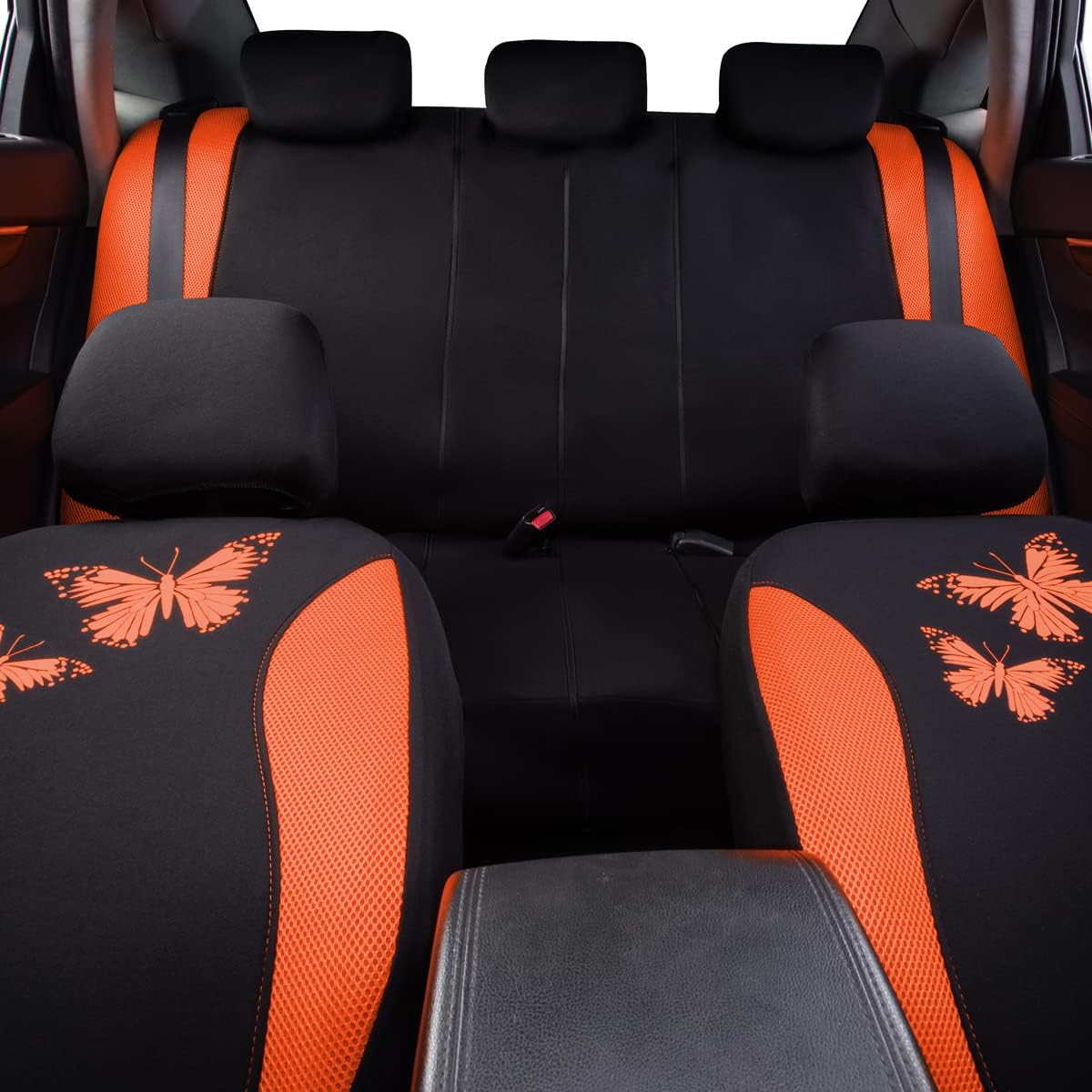 Flying Banner Butterfly car seat Covers ful Set Fashion Universal Lady Woman Female Rear Bench Split Colorized (Pink, 2 Fronts - Lace)
