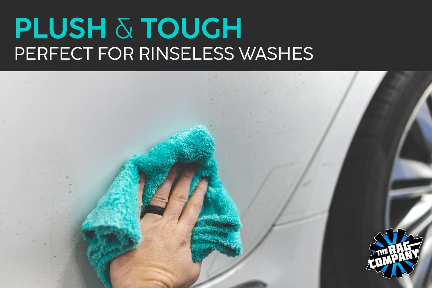 The Rag Company - Eagle Edgeless 450 (6-Pack) Professional Korean 70/30 Blend Super Plush Microfiber Detailing Buffing Polishing Drying Towels for Cars 16x16 in, Teal Blue