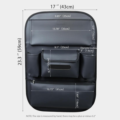 Viaviat Car Seat Organizers Waterproof Backseat Protector with Storage Pocket Large Leather Kick Mats for Kids Pets Automobile SUV Truck (Beige, Large Pocket)