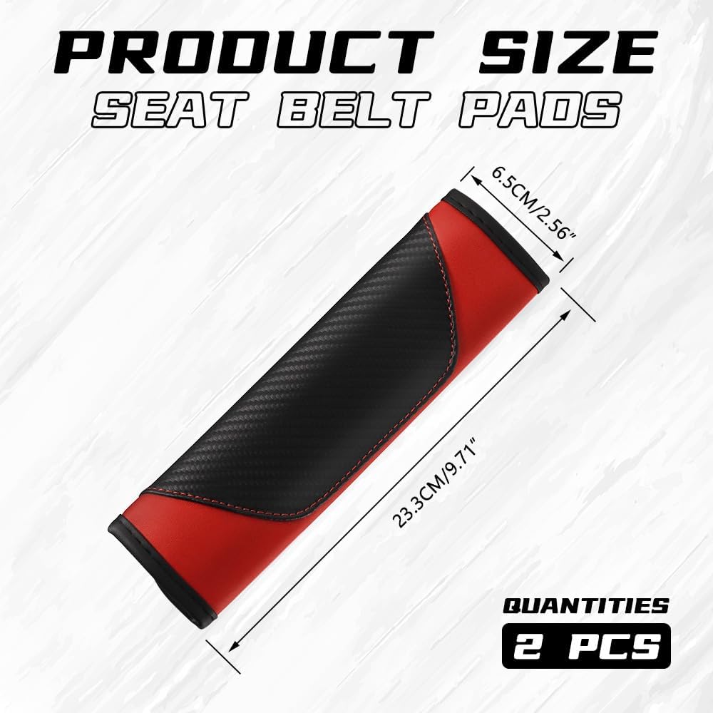 2PCS Car Seat Belt Cover Pad, Soft Carbon Fiber Leather Seatbelt Shoulder Protector for a More Comfortable Driving, Universal Safety Belt Strap Cover to Protect Your Neck (Blue)