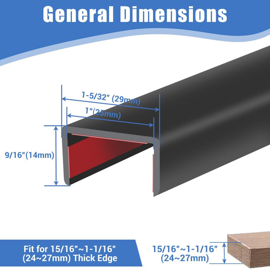 Rubber Edge Trim, Self-Adhesive Rubber Edge Trim, Edge Protector for Sheet Metal, EPDM Material, Fit 1/16"(1.0mm), Length 10Ft, Black Color, U Channel Edge Trim - Colors B