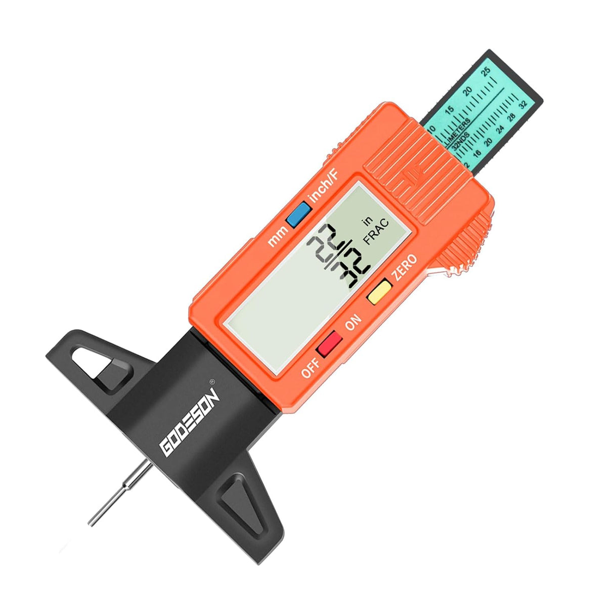 GODESON Tire Tread Depth Gauge, Digital Tire Tread Depth Gauge with 3 Modes-Fractional Inch, Decimal Inch and Millimeter, Tire Depth Gauge for Motorcycles, Cars, SUV, Easy to Read Tread Depth Gauge