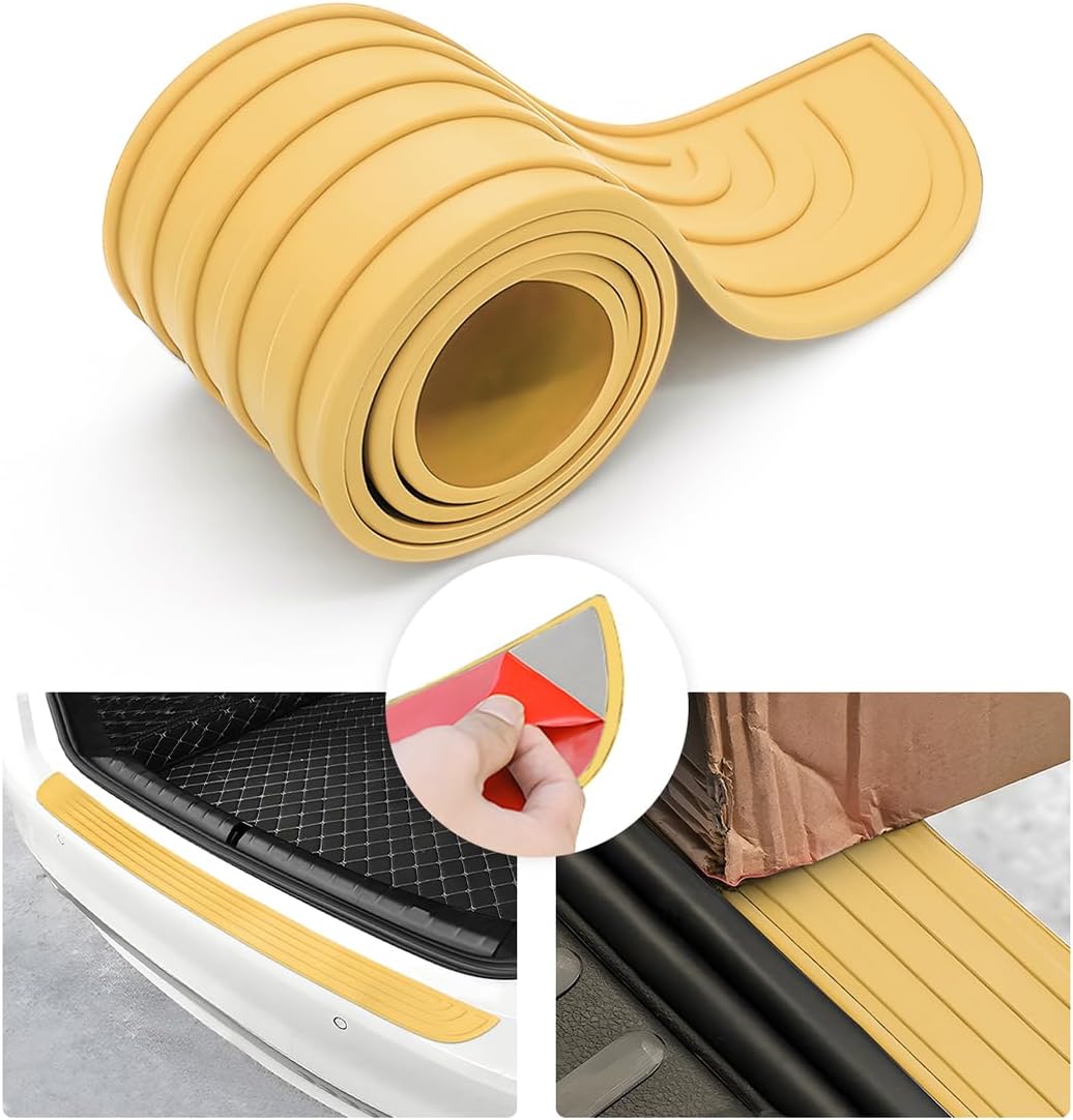 Car Rear Bumper Protector Guard, Anti-Scratch Abrasion Rubber Trunk Door Entry Sill Guard, Non-Slip Vehicle Trim Cover Protection Strip, Car Accessories for Most Cars and SUV (Black/Red/35.4" x2.7)