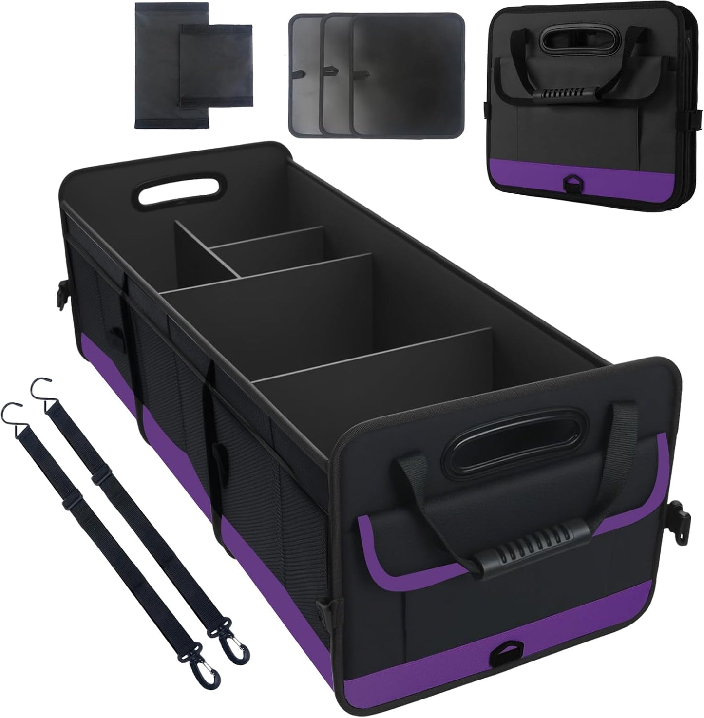 AOPHY Trunk Organizer for Car, 95L Large Capacity Trunk Storage with Non-Slip Bottom Strips, Cargo Organizer for Suv, Truck, Sedan, Waterproof Portable Car Organizers for Women Men(Pink)