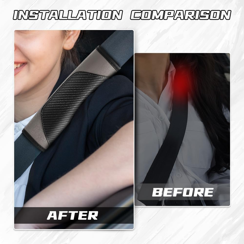 2PCS Car Seat Belt Cover Pad, Soft Carbon Fiber Leather Seatbelt Shoulder Protector for a More Comfortable Driving, Universal Safety Belt Strap Cover to Protect Your Neck (Blue)