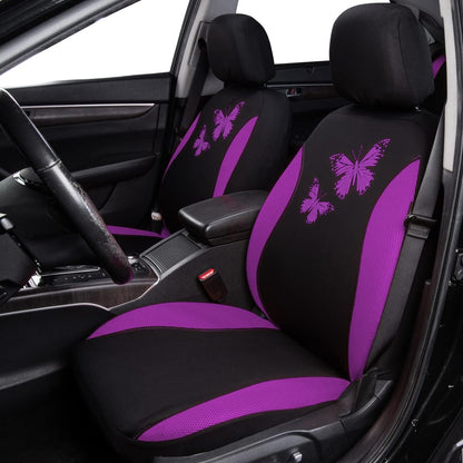 Flying Banner Butterfly car seat Covers ful Set Fashion Universal Lady Woman Female Rear Bench Split Colorized (Pink, 2 Fronts - Lace)