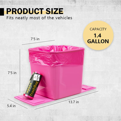 Car Trash Can with Stability Wings – Leakproof Portable Garbage Bin for Fabric & Rubber Mats – Compact Durable Plastic Auto Organizer for Cars, SUVs, Trucks (Black, Large)