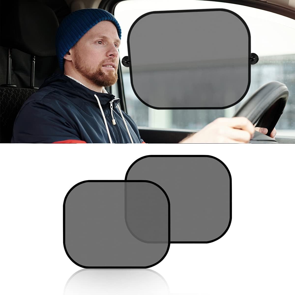 2 Pack Universal Car Window Shade, Cling Sunshade - Sun, Glare and UV Rays Protection for Your Child - Baby Side Window Car Sun Shades, Blocks Over 98% of Harmful UV Rays (Large)