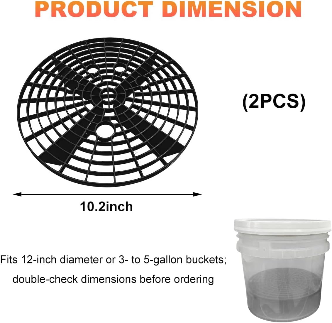 2 PCS Car Wash Bucket Inserts, Auto Detail Dirt Gaurd Buckets Filter Helps Remove Dirt Debris, Dirt Guard Insert Wash Filter Fits 12 Inch Diameter Bucket or 3-5 Gallon Buckets (Black+Red)