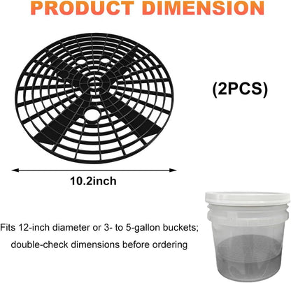 2 PCS Car Wash Bucket Inserts, Auto Detail Dirt Gaurd Buckets Filter Helps Remove Dirt Debris, Dirt Guard Insert Wash Filter Fits 12 Inch Diameter Bucket or 3-5 Gallon Buckets (Black+Red)