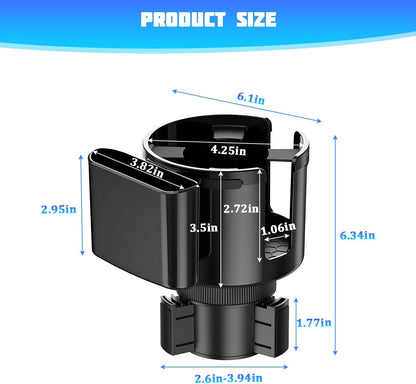 Car Cup Holder Expander, 2 in 1 Multifunctional Vehicles Drink Cup Adapter with Adjustable Base, Automotive Water Bottle Insert Holder, Universal for Automobile RV Truck