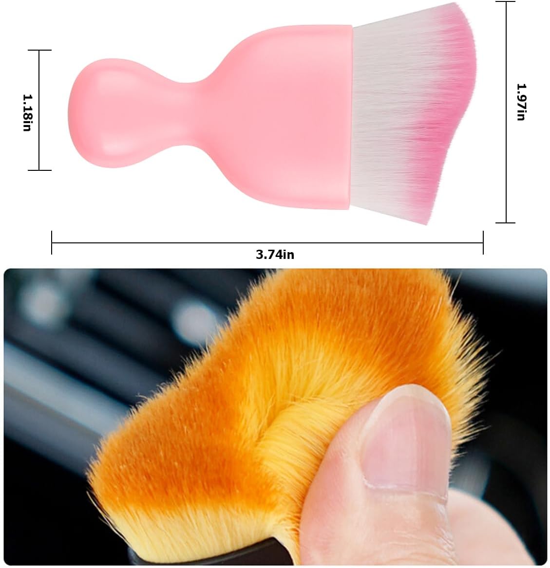 Blilo Car Interior Detailing Brush, Auto Soft Hair Cleaning Brushes, Curved Dirt Dust Collectors, Removal Tool for Dashboard Air Conditioner Vents Leather, Scratch Free (Black/1PCS)