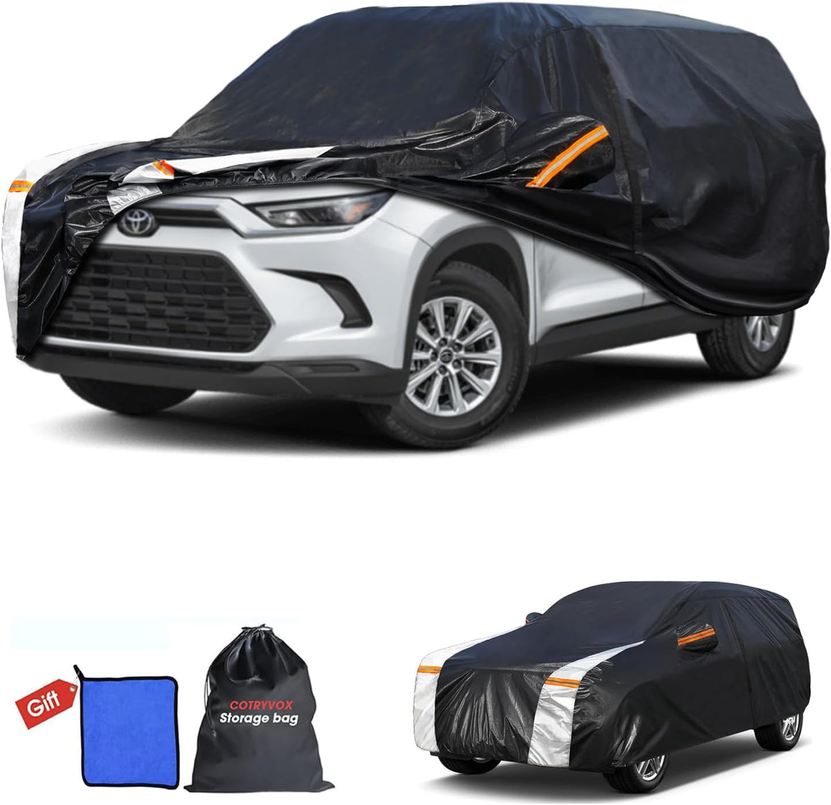 Large SUV Car Cover for Chevy Suburban 100% Waterproof All Weather, Heavy Duty Outdoor Full Exterior Covers Rain Sun Wind UV Protection. - Colors C
