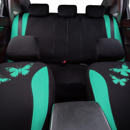 Flying Banner Butterfly car seat Covers ful Set Fashion Universal Lady Woman Female Rear Bench Split Colorized (Pink, 2 Fronts - Lace)