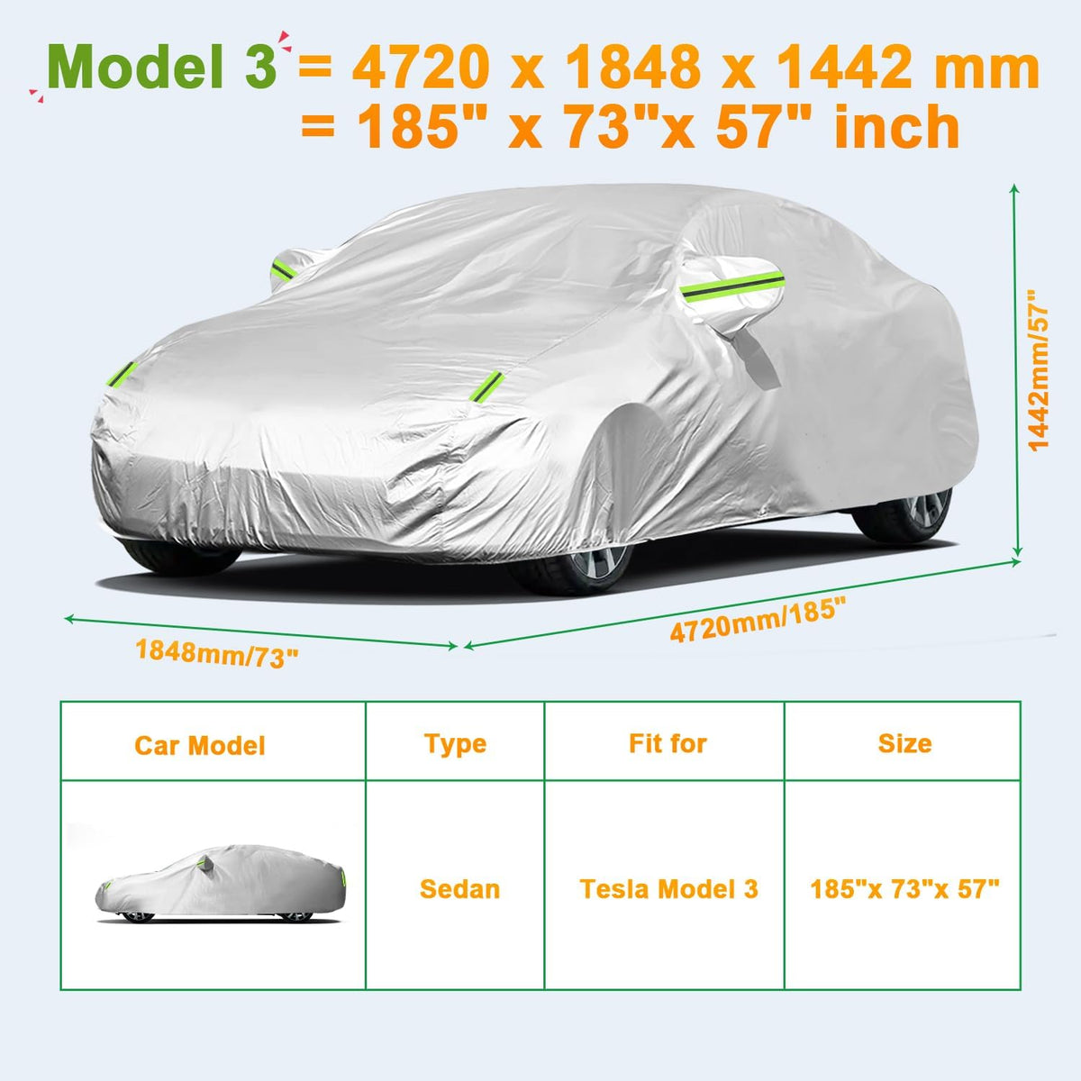 Car Cover, SUV Waterproof Car Covers for Automobiles All Weather Season UV Hail Protection Snowproof Full Car Cover, Outdoor Full Cover Universal Fit SUV Up to 190’’