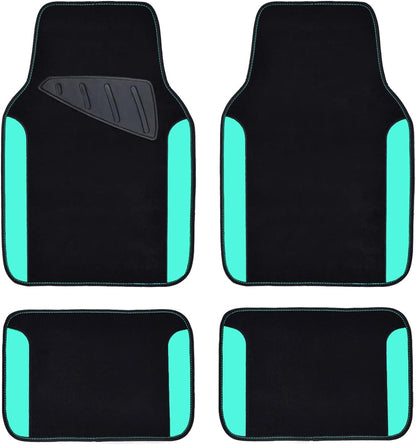 CAR PASS Rainbow Waterproof Universal Fit Faux Leather Car Carpet- Anti-Slip Nibbed Backing Floor Mats for SUV, Vans,Sedans,Trucks, Automotive Set of 4 for Women (Black with Red)