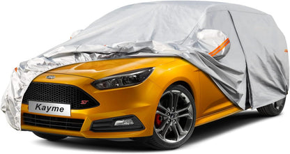 Kayme Sedan Car Cover Waterproof All Weather for Automobiles - See Vehicle Size Chart for Accurate Fit - Outdoor Full Exterior Cover Sun Rain Snow UV Protection with Zipper. Size A4 (See Size Chart)