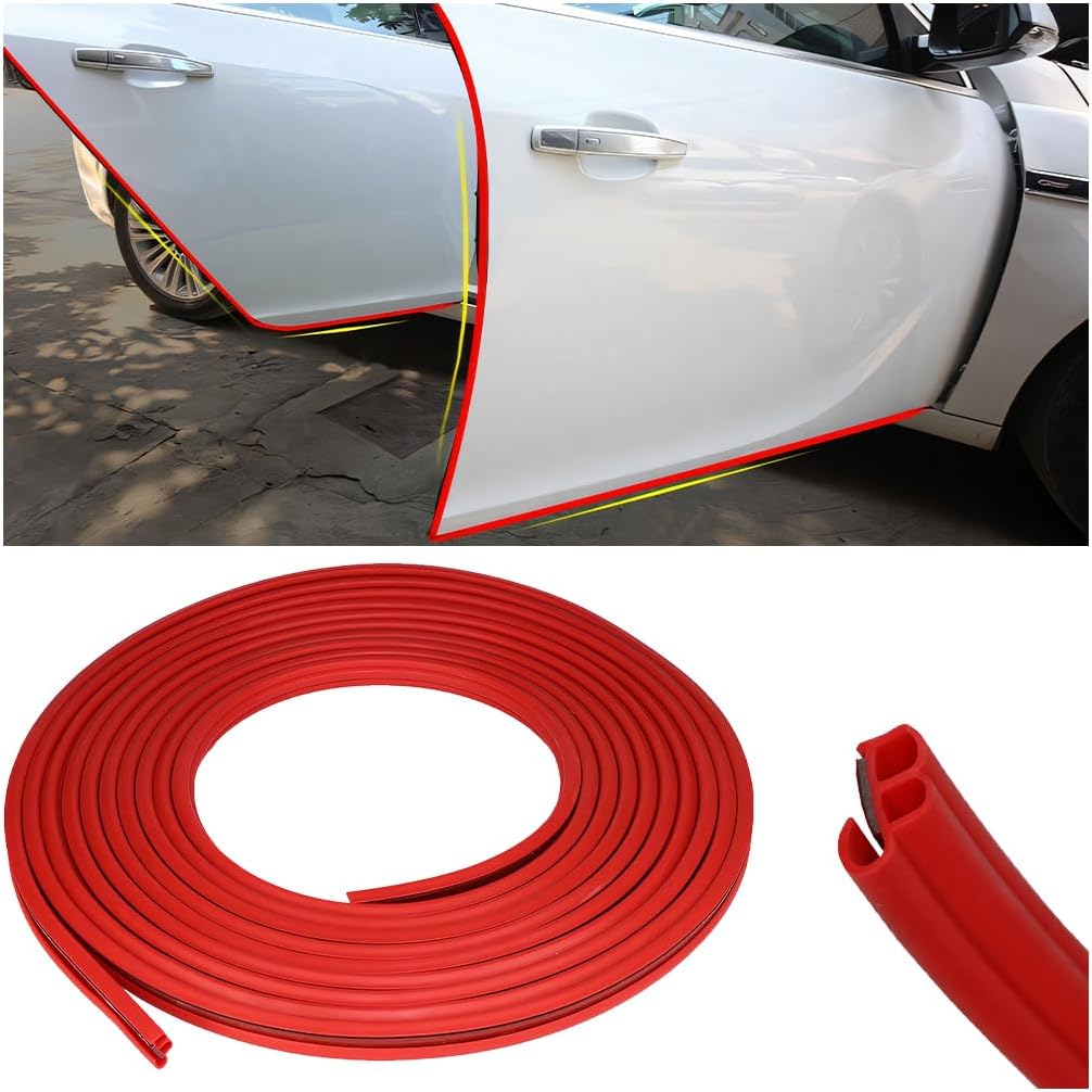 Osilly Car Door Edge Guards, 16Ft Rubber Seal Car Door Edge Trim, U Shape Door Edge Protector Guard, Aluminum Weather Proofing Automotive Door Edge Molding Protection for Most Car (Black)
