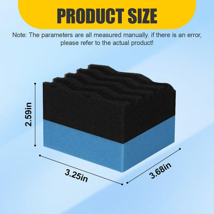 Car Tire Dressing Applicator Pad, Soft Sponge Tire Shine Applicator, Reusable Washable Wax Sponge, Anti-Spill Corrugated Surface Tire Care Cleaning Pad for Auto Detailing(Black&Green)