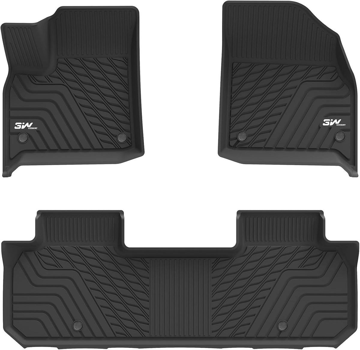 3W Floor Mats & Cargo Liner Fit for 2021 2022 2023 2024 2025 2026 Chevy Tahoe/GMC Yukon/Cadillac Escalade 7 Seat, TPE All Weather Custom Fit Car Accessories Heavy Duty Rubber Full Set Trunk Mats - Colors B