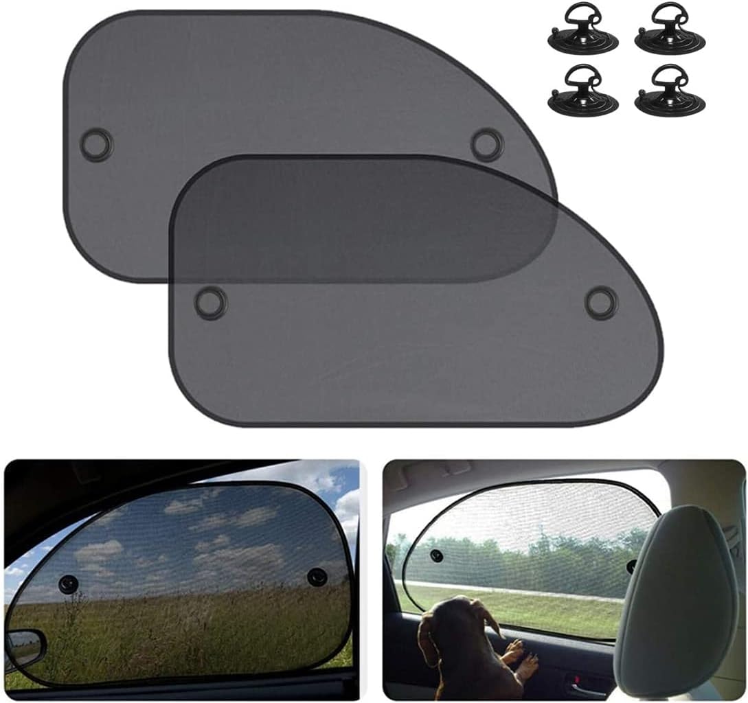 2 Pack Universal Car Window Shade, Cling Sunshade - Sun, Glare and UV Rays Protection for Your Child - Baby Side Window Car Sun Shades, Blocks Over 98% of Harmful UV Rays (Large)