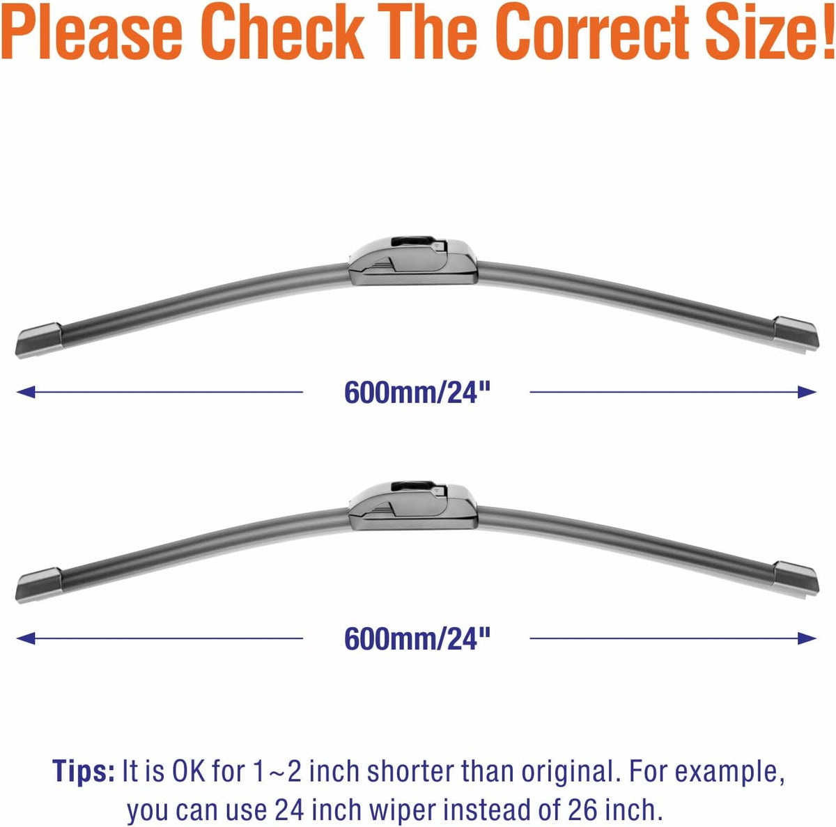Wiper Blades 26" + 16" Automotive Replacement Windshield Wiper Blades for My Car Premium All-Seasons OE Quality Wipers for Front Windshield(Set of 2)