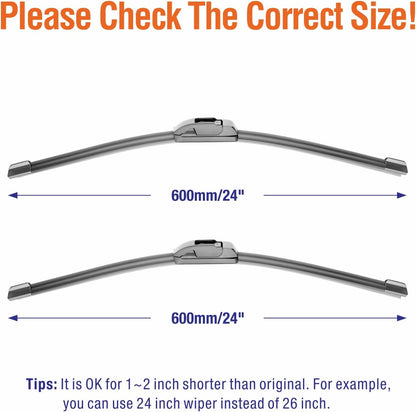 Wiper Blades 26" + 16" Automotive Replacement Windshield Wiper Blades for My Car Premium All-Seasons OE Quality Wipers for Front Windshield(Set of 2)