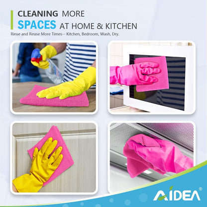 AIDEA Microfiber Cleaning Cloth-12PK, Soft Microfiber Towels for Cars, Absorbent Cleaning Rags, Lint-Free Streak-Free Wash Cloths for House, Kitchen, Window(12in.x12in), Black