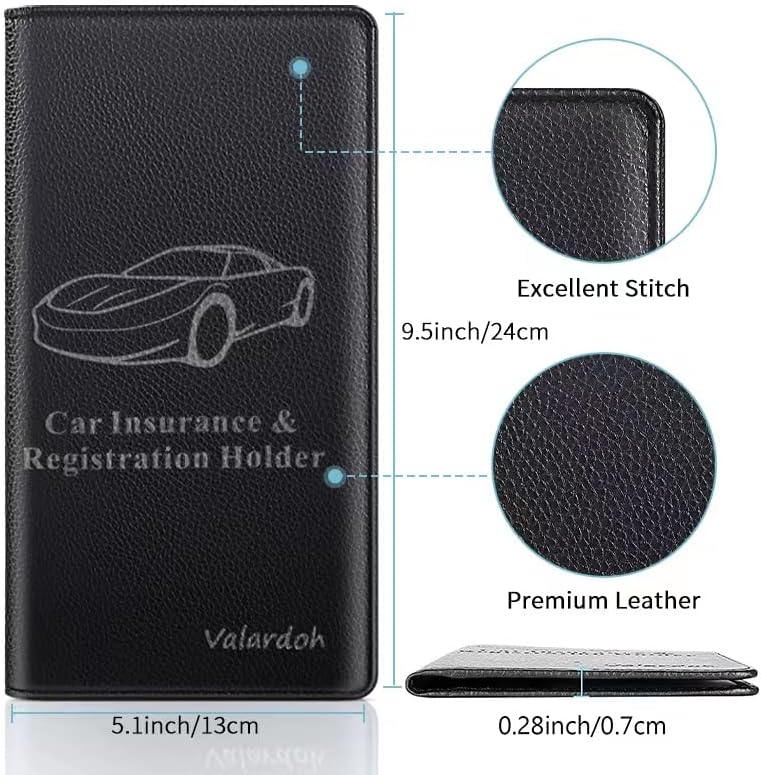 Valardoh Premium Car Registration and Insurance Card Holder, Car Document Holder for Cards, Driver License & other Essential Documents (Pink)