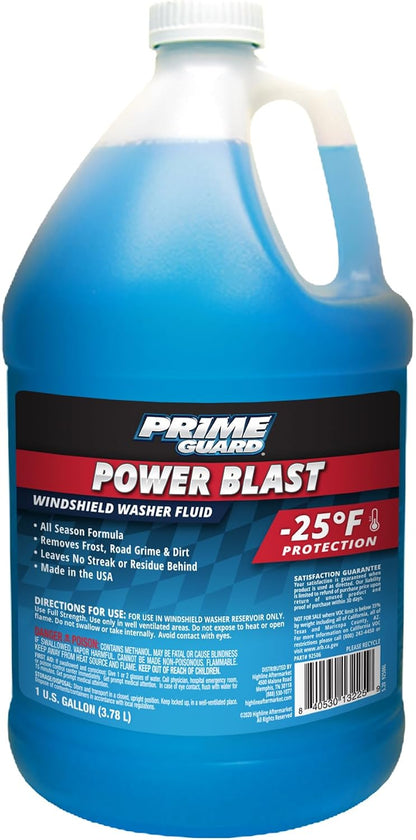 Prime Guard -35°F All Season Blast Windshield Washer Fluid | De-Icer Formula, Removes Ice, Bugs & Road Grime | Ready-to-Use & Safe for All Vehicles | 1 Gallon